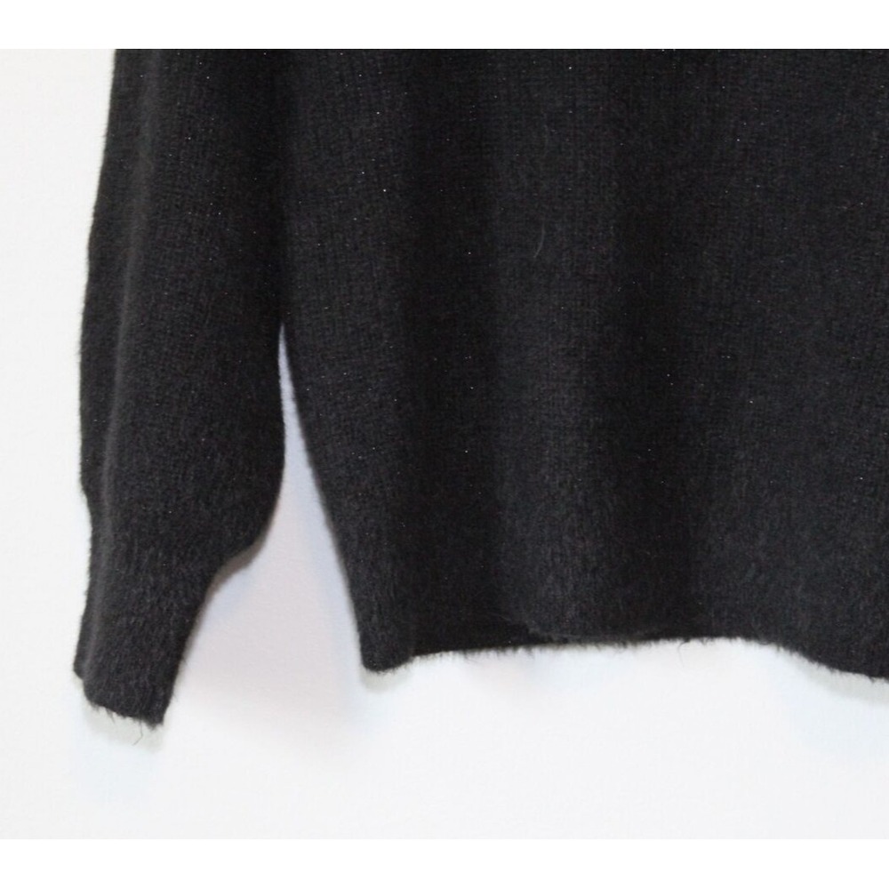 Madewell Eaton Puff Sleeve Pullover Sweater Cozy Fuzzy Stretch Black Medium Chic - Picture 4 of 12